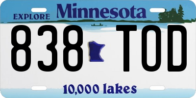 MN license plate 838TOD