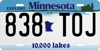 MN license plate 838TOJ