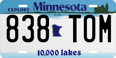 MN license plate 838TOM