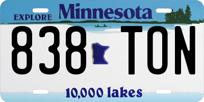MN license plate 838TON
