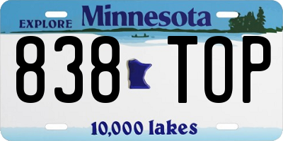 MN license plate 838TOP