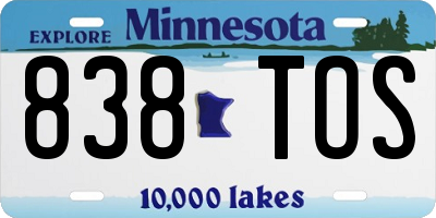 MN license plate 838TOS
