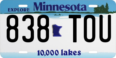 MN license plate 838TOU