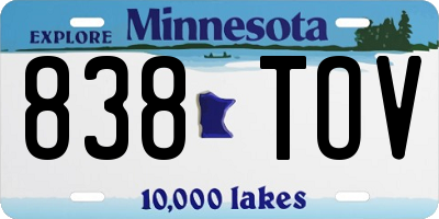 MN license plate 838TOV