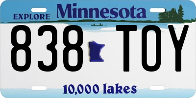 MN license plate 838TOY