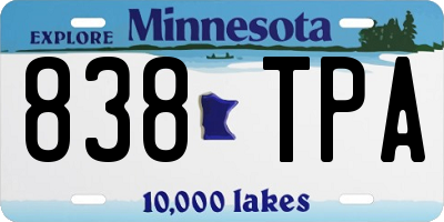 MN license plate 838TPA