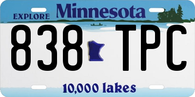 MN license plate 838TPC