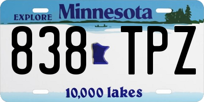 MN license plate 838TPZ