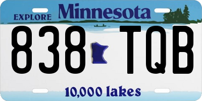 MN license plate 838TQB