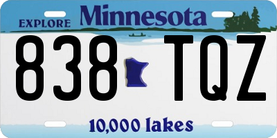 MN license plate 838TQZ