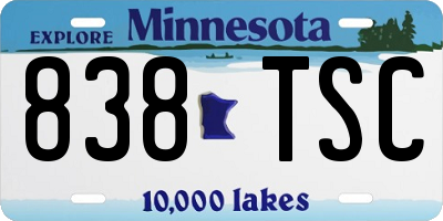 MN license plate 838TSC
