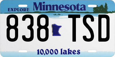 MN license plate 838TSD