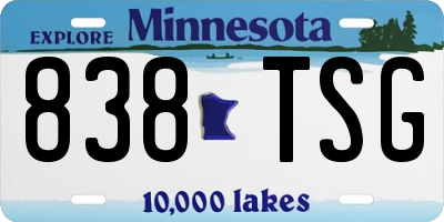 MN license plate 838TSG