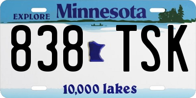 MN license plate 838TSK