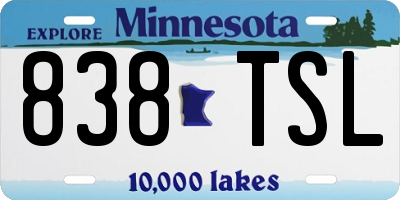 MN license plate 838TSL