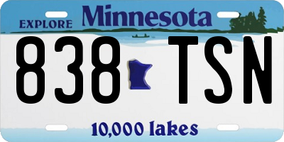 MN license plate 838TSN