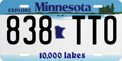 MN license plate 838TTO