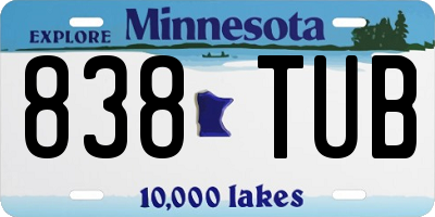 MN license plate 838TUB