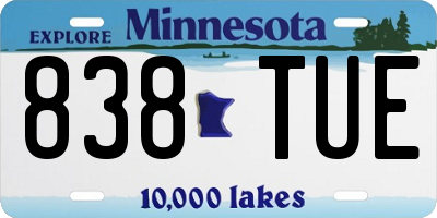 MN license plate 838TUE