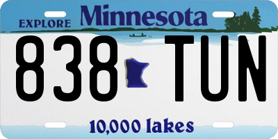 MN license plate 838TUN