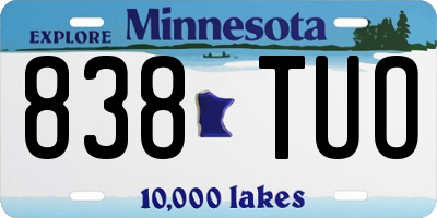 MN license plate 838TUO