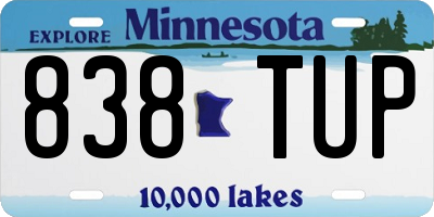 MN license plate 838TUP