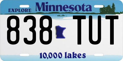 MN license plate 838TUT
