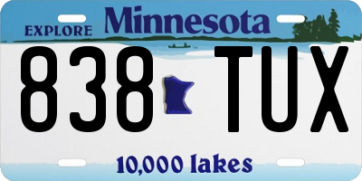 MN license plate 838TUX