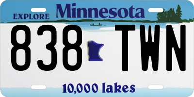 MN license plate 838TWN