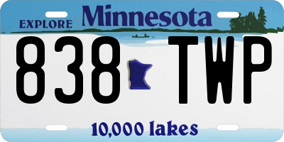 MN license plate 838TWP