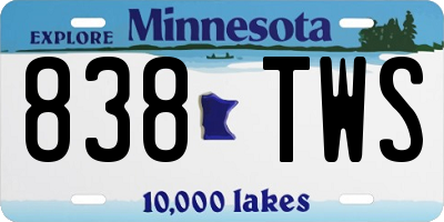 MN license plate 838TWS