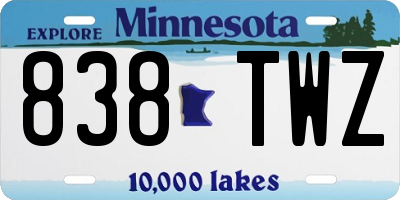 MN license plate 838TWZ