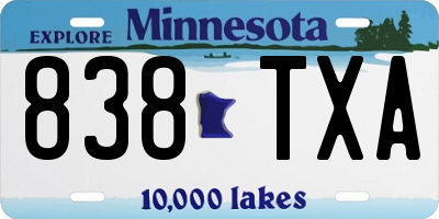 MN license plate 838TXA