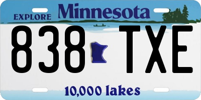 MN license plate 838TXE