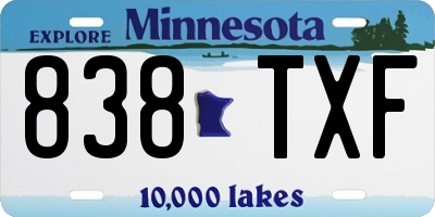 MN license plate 838TXF