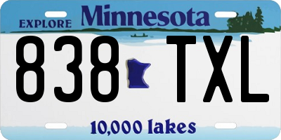 MN license plate 838TXL