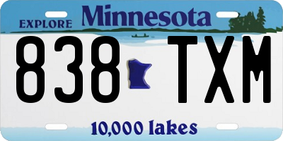 MN license plate 838TXM