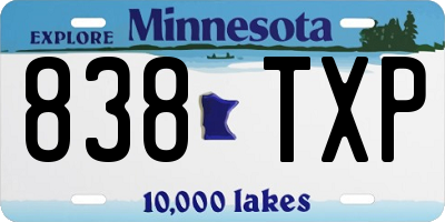 MN license plate 838TXP