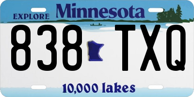 MN license plate 838TXQ