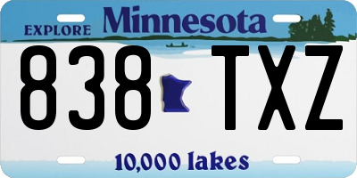 MN license plate 838TXZ