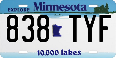 MN license plate 838TYF