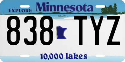 MN license plate 838TYZ