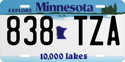 MN license plate 838TZA