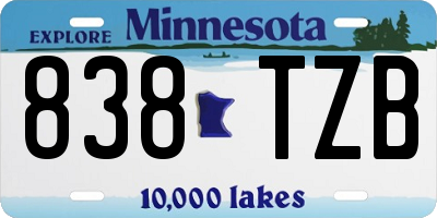 MN license plate 838TZB