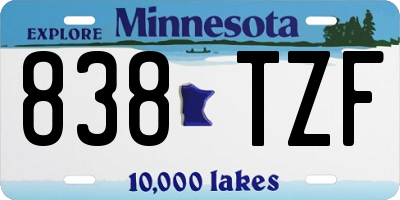 MN license plate 838TZF