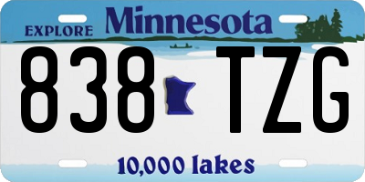 MN license plate 838TZG