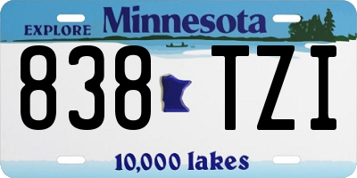 MN license plate 838TZI
