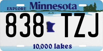 MN license plate 838TZJ