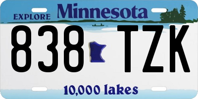 MN license plate 838TZK