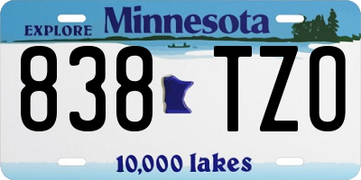 MN license plate 838TZO